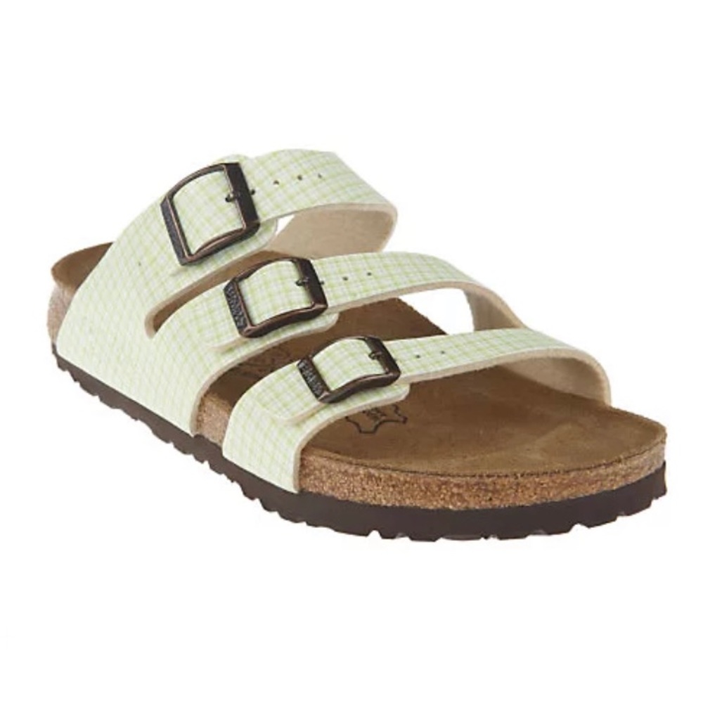 Birki’s by Birkenstock Double Check Print Triple Strap Sandals